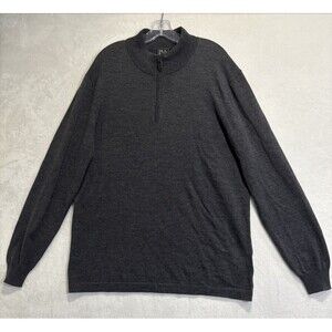 Jos A Bank Traveler 1/4 Zip Long Sleeve Sweater Men's Size 2XLT Merino Wool Grey